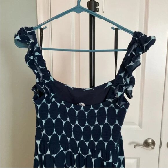 Kate Spade Joy Dot Ruffle Midi Dress Navy XL EUC - Picture 4 of 9